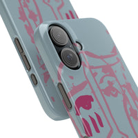 Abstract Line Face Slim Phone Case | Minimalist Portrait, Dusty Blue & Rose