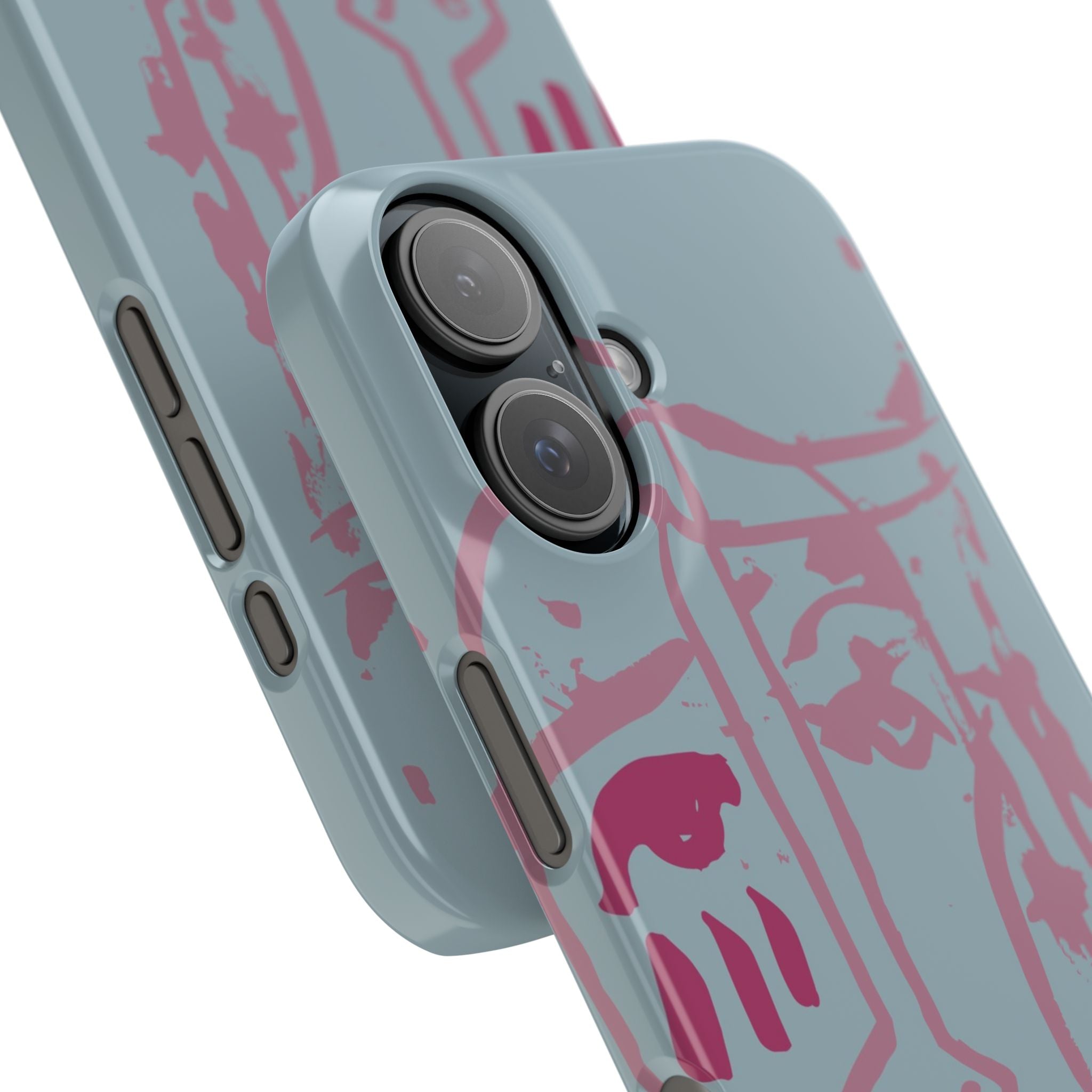 Abstract Line Face Slim Phone Case | Minimalist Portrait, Dusty Blue & Rose