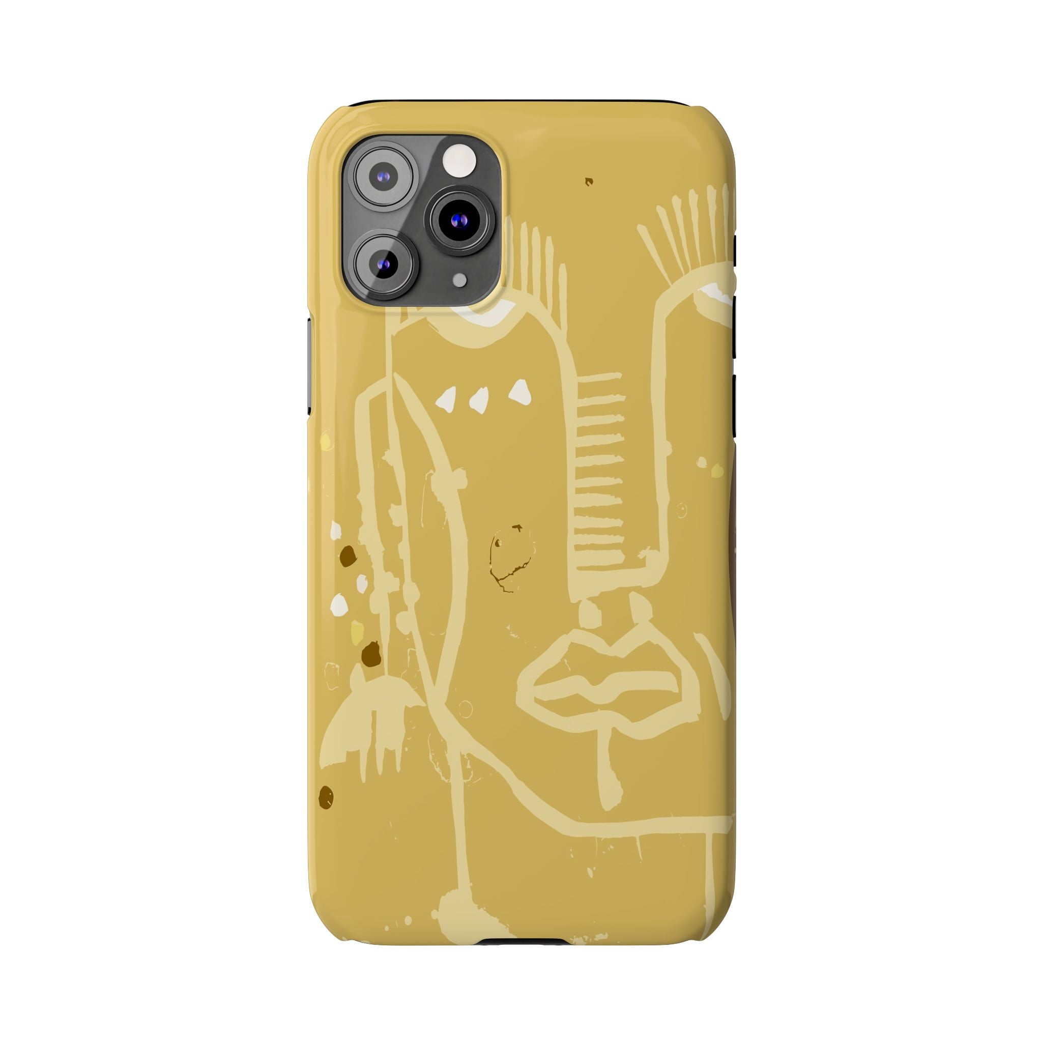 Abstract Line Face Slim Phone Case | Minimalist Art, Mustard Yellow