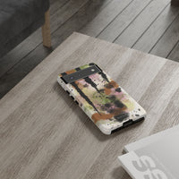 Watercolor Ink Splash Tough Phone Case — Abstract Olive, Blush & Charcoal Protective Cover