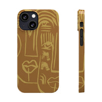 Abstract Face Line Art Slim Phone Case | Minimalist Brown Sketch