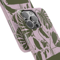 Slim Phone Case — Retro Monstera Plant Pink Green Botanical Design