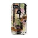 Watercolor Ink Splash Tough Phone Case — Abstract Olive, Blush & Charcoal Protective Cover