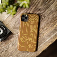 Abstract Face Line Art Slim Phone Case | Minimalist Brown Sketch