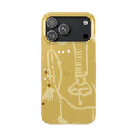 Abstract Line Face Slim Phone Case | Minimalist Art, Mustard Yellow