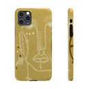 Abstract Line Face Slim Phone Case | Minimalist Art, Mustard Yellow