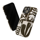 Floral Block Print Tough Phone Case — Black & White Botanical Protective Cover
