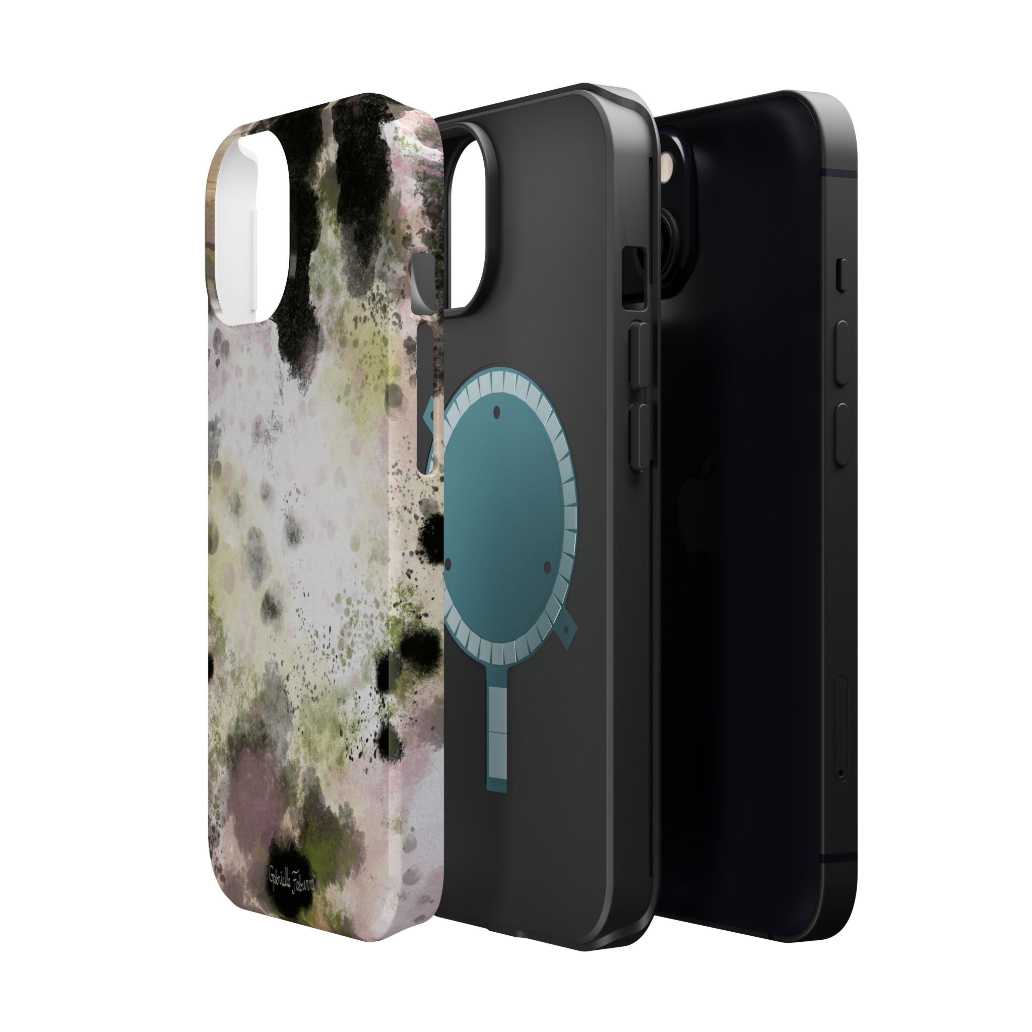 Watercolor Moss Phone Case — Impact‑Resistant Magnetic iPhone Cover