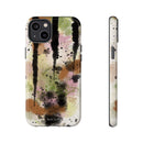 Watercolor Ink Splash Tough Phone Case — Abstract Olive, Blush & Charcoal Protective Cover