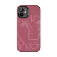 Abstract Line Face Tough Phone Case | Blush Pink Minimalist Art