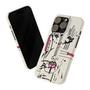 Abstract Face Line Art Slim Phone Case | Minimal Pink Accent