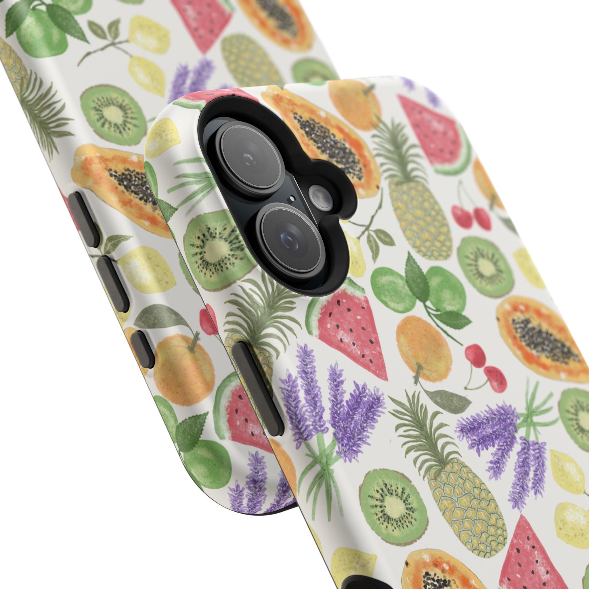 Tropical Fruit Magnetic Impact Phone Case — Watercolor Kiwi, Papaya & Watermelon