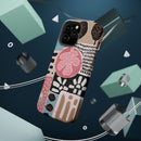 Abstract Floral Magnetic Phone Case — Impact-Resistant Protective Cover with Pink & Teal Collage Design