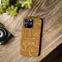 Abstract Face Line Art Slim Phone Case | Minimalist Brown Sketch
